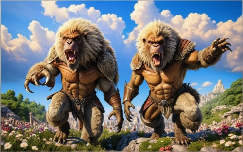 baboons,forest king lion,the blood breast baboons,two lion,skylander giants,baboon,mandrill,northrend,male lions,werewolves,two wolves,fractalius,lion children,west siberian laika,cynorhodon,lions couple,guards of the canyon,neanderthals,great apes,wolf couple,Photography,General,Realistic