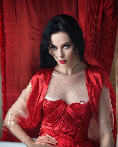 lady in red,jane russell-female,hedy lamarr-hollywood,dita,red gown,hedy lamarr,jean simmons-hollywood,dita von teese,jane russell,silk red,queen of hearts,man in red dress,burlesque,vanity fair,vampira,snow white,red magnolia,madonna,vintage woman,red tablecloth,Photography,General,Realistic