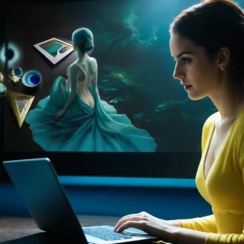 girl at the computer,lures and buy new desktop,women in technology,computer addiction,computer freak,computer art,transistor,3d fantasy,fantasy woman,man with a computer,transistor checking,computer business,girl with a dolphin,computer graphics,photoshop manipulation,computer,digital compositing,cinderella,the computer screen,fantasy picture