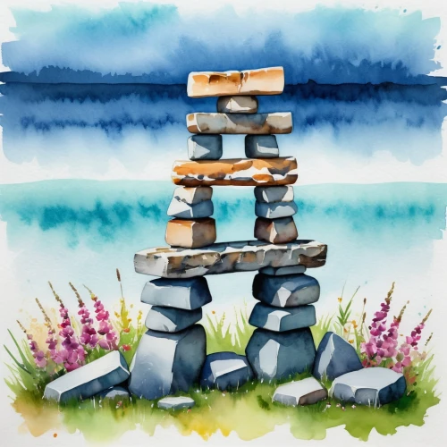 stacked rocks,stacked stones,stacking stones,stack of stones,rock stacking,rock balancing,cairn,stone balancing,stacked rock,rock cairn,sea stack,standing stones,background with stones,chalk stack,watercolor background,stone pyramid,stone pedestal,stone tower,stack cake,fairy chimney,Illustration,Paper based,Paper Based 25