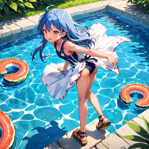 jumping into the pool,pool,poolside,aqua,swimming pool,aqua studio,summer background,swim ring,inflatable pool,pool water,swimming,honolulu,pool cleaning,outdoor pool,summer floatation,kawaii people swimming,water fight,water volleyball,swim,summer umbrella,Anime,Anime,Traditional