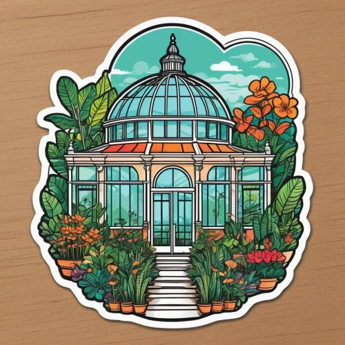 palm house,greenhouse cover,greenhouse,the palm house,conservatory,garden of plants,hahnenfu greenhouse,gardens,victorian,mainau,kitchen garden,vegetable garden,victorian house,botanical square frame,garden logo,botanic,leek greenhouse,kew gardens,botanical gardens,garden elevation,Unique,Design,Sticker