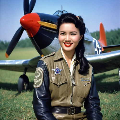 vintage asian,hudson wasp,republic p-47 thunderbolt,corsair,north american t-6 texan,glider pilot,dongfang meiren,japanese woman,1940 women,north american a-36 apache,captain p 2-5,asian woman,shenyang j-6,bmw 328,beechcraft model 18,type l311,north american p-51 mustang,type 600,stewardess,a uniform,Photography,General,Cinematic