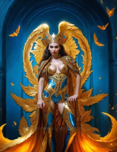 fire angel,archangel,fantasy art,sorceress,baroque angel,fantasy woman,blue enchantress,priestess,fantasy picture,goddess of justice,zodiac sign libra,the archangel,fallen angel,uriel,firebird,angel,heroic fantasy,garuda,guardian angel,gatekeeper (butterfly)