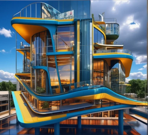sky apartment,aqua studio,cube stilt houses,underwater playground,futuristic architecture,modern architecture,play tower,tree house hotel,eco hotel,multi-storey,autostadt wolfsburg,houseboat,penthouse apartment,water stairs,stilt houses,cubic house,sky train,water park,residential tower,luxury hotel,Photography,General,Realistic