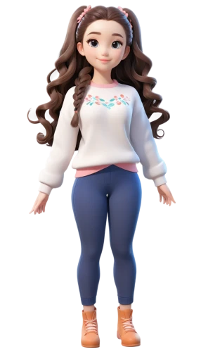 agnes,3d model,plus-size model,3d figure,moana,female doll,girl in overalls,merida,lilo,barb,plus-size,sweatpant,disney character,barbie,doll figure,fashion doll,cute cartoon character,elphi,3d rendered,lori,Unique,3D,3D Character