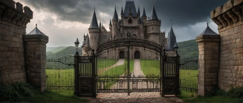 gothic architecture,fairy tale castle,hogwarts,castle of the corvin,fantasy picture,ghost castle,haunted cathedral,haunted castle,iron gate,3d fantasy,fairytale castle,fantasy landscape,hall of the fallen,gothic style,heaven gate,the threshold of the house,metal gate,castleguard,knight's castle,the ruins of the,Photography,General,Natural