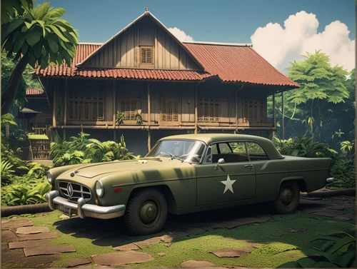 volvo amazon,station wagon-station wagon,retro vehicle,retro car,vintage theme,wooden house,wooden roof,retro automobile,simca,old car,tropical house,old vehicle,vintage vehicle,w112,kerala,old home,antique car,vintage car,collected game assets,vintage style,Photography,General,Realistic