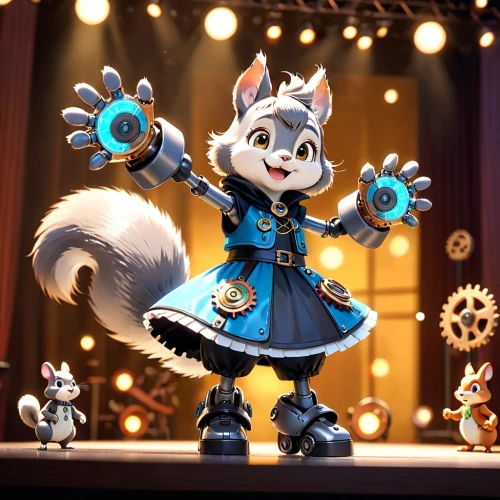 banjo bolt,furta,mascot,conductor,winter festival,conducting,laika,art bard,shanghai disney,west siberian laika,conker,rocket raccoon,furry,nuts and bolts,nikko,cheering,cog,tokyo disneyland,figaro,3d fantasy,Anime,Anime,Cartoon