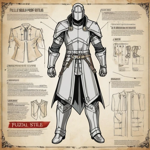 knight armor,martial arts uniform,costume design,heavy armour,protective clothing,iron mask hero,massively multiplayer online role-playing game,breastplate,pall-bearer,knight tent,paladin,fencing weapon,protective suit,templar,armor,wireframe graphics,costume accessory,armour,alaunt,armored,Unique,Design,Infographics