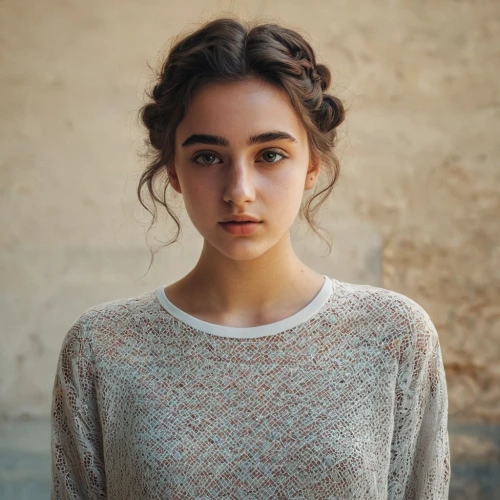 girl in t-shirt,young woman,girl portrait,rowan,pretty young woman,portrait of a girl,beautiful young woman,cotton top,sweater,young lady,mystical portrait of a girl,paloma,model beauty,beautiful face,pale,liberty cotton,updo,bunches of rowan,romantic look,hazel,Photography,Documentary Photography,Documentary Photography 08