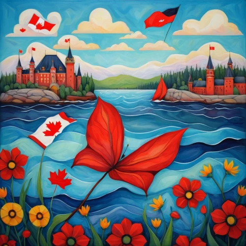 canadian flag,canada,canadian swans,maple leaf red,west canada,canada air,red poppies,motif,flower painting,canoes,quebec,tulip festival,indigenous painting,canadas,yukon territory,tulip festival ottawa,art painting,alberta,canada cad,oil painting on canvas,Illustration,Abstract Fantasy,Abstract Fantasy 07