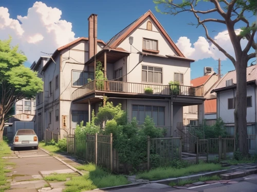 violet evergarden,apartment house,studio ghibli,neighbourhood,wooden houses,neighborhood,tenement,old home,an apartment,little house,suburb,wooden house,townhouses,lonely house,beautiful buildings,crane houses,house painting,old linden alley,doll's house,my neighbor totoro,Photography,General,Realistic