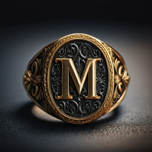 ring with ornament,m badge,golden ring,ring jewelry,wedding ring,monogram,m m's,ring,gold rings,mod ornaments,solo ring,apple monogram,maserati 6cm,letter m,pre-engagement ring,wedding band,3d model,belt buckle,stylized macaron,usmc,Photography,General,Fantasy