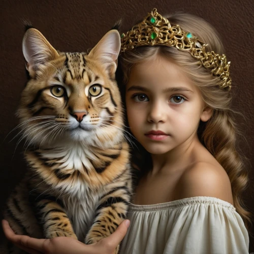 vintage boy and girl,prince and princess,little boy and girl,child portrait,romantic portrait,golden crown,mystical portrait of a girl,siberian cat,two cats,little girl and mother,little princess,children's fairy tale,norwegian forest cat,cat portrait,maincoon,cat lovers,boy and girl,princess crown,felines,fantasy portrait,Photography,Documentary Photography,Documentary Photography 13