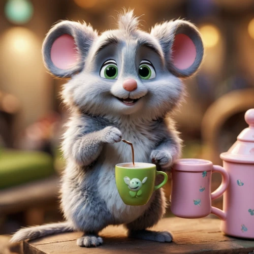 cute cartoon character,kopi luwak,cute cartoon image,cute coffee,macchiato,mocaccino,cup of cocoa,drinking coffee,madagascar,disney character,cute koala,aye-aye,anthropomorphized animals,tea,hot drink,drinking yoghurt,dormouse,straw mouse,tea drinking,a cup of tea,Unique,3D,Panoramic