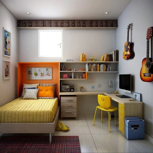 kids room,boy's room picture,children's bedroom,modern room,great room,shared apartment,an apartment,bedroom,guestroom,playing room,yellow orange,modern decor,baby room,guest room,contemporary decor,sleeping room,one-room,orange,apartment,children's room