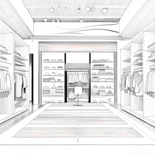 walk-in closet,shop fittings,women's closet,dress shop,storefront,garment racks,retail,closet,store,store fronts,wardrobe,shopwindow,store front,the shop,shop-window,boutique,shoe store,white room,paris shops,shop,Design Sketch,Design Sketch,Fine Line Art