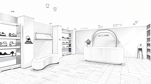 shoe store,kitchen shop,cosmetics counter,shoe cabinet,pantry,apothecary,soap shop,brandy shop,storefront,shop,boutique,the shop,cabinetry,store,walk-in closet,beauty room,shelves,store fronts,gift shop,shopwindow,Design Sketch,Design Sketch,Hand-drawn Line Art