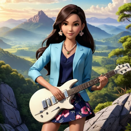 cute cartoon character,mulan,agnes,guitar player,meteora,animated cartoon,rockabella,lady rocks,guitar,playing the guitar,rosa ' amber cover,musical background,music background,ukulele,musician,cute cartoon image,music fantasy,vanessa (butterfly),rock beauty,music artist,Photography,General,Cinematic