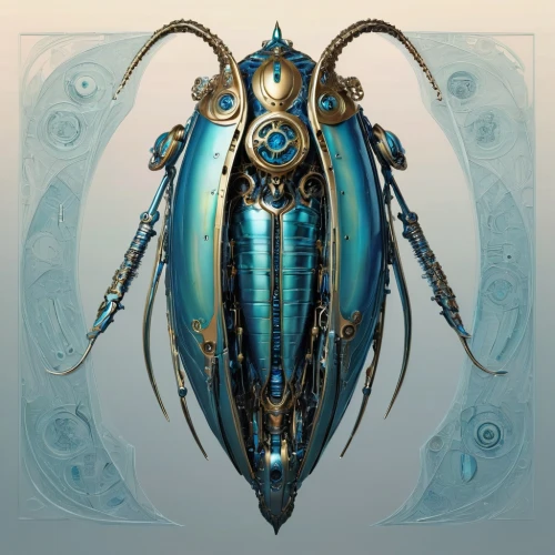 scarab,blue-winged wasteland insect,scarabs,cuthulu,deep sea nautilus,blue enchantress,nautilus,horn of amaltheia,amano,alien warrior,neottia nidus-avis,blue wooden bee,jewel beetles,water-the sword lily,water lotus,gatekeeper (butterfly),argus,winged insect,cicada,water creature,Conceptual Art,Sci-Fi,Sci-Fi 03