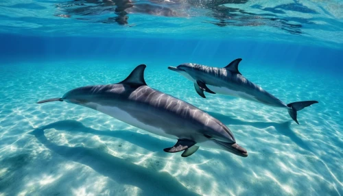 dolphins in water,common dolphins,bottlenose dolphins,oceanic dolphins,two dolphins,dolphins,dolphin swimming,wholphin,bottlenose dolphin,striped dolphin,spinner dolphin,dolphinarium,common bottlenose dolphin,dolphin show,dolphin,spotted dolphin,white-beaked dolphin,dolphin background,short-beaked common dolphin,underwater world,Photography,General,Realistic