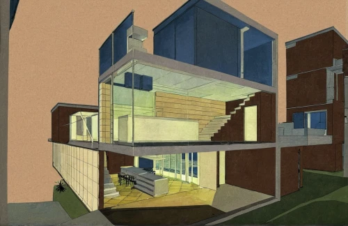 house drawing,contemporary,modern architecture,modern house,mid century house,cubic house,kirrarchitecture,3d rendering,residential house,glass facade,structural glass,an apartment,isometric,house painting,archidaily,residential,mid century modern,frame house,houses clipart,glass building,Illustration,Paper based,Paper Based 05