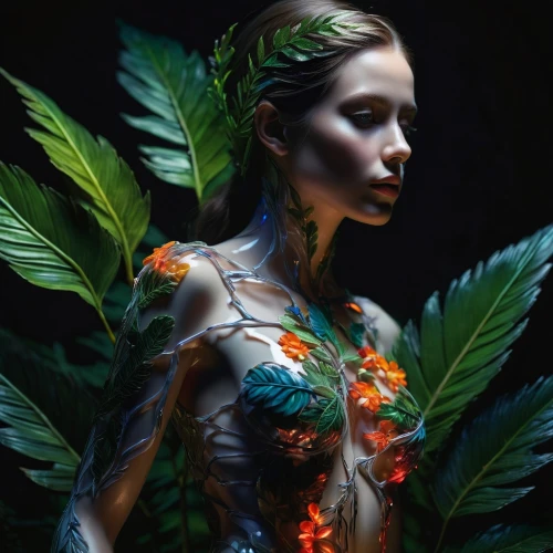 bodypaint,poison ivy,bodypainting,body painting,dryad,neon body painting,flora,girl in flowers,faery,faerie,flower fairy,ivy,beautiful girl with flowers,elven flower,garden fairy,mystical portrait of a girl,kahila garland-lily,girl in a wreath,floral,body art,Photography,Artistic Photography,Artistic Photography 02