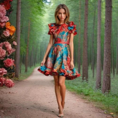 floral dress,country dress,girl in flowers,ballerina in the woods,girl in a long dress,vintage dress,vintage floral,a girl in a dress,colorful floral,women fashion,beautiful girl with flowers,day dress,doll dress,girl with tree,floral,nice dress,dress walk black,cocktail dress,flowery,girl in the garden,Female,Eastern Europeans,Disheveled hair,Youth adult,M,Mini Skirt,Outdoor,Forest