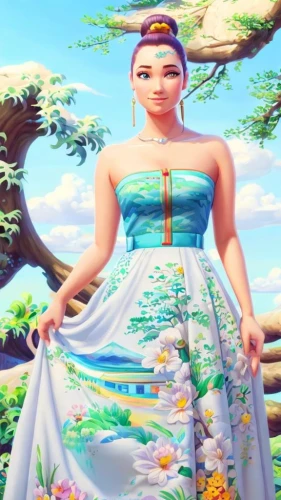 japanese sakura background,hula,oriental princess,pocahontas,bamboo flute,plumeria,moana,sarong,hanbok,spring background,polynesian girl,sakura background,celtic queen,tiana,shakyamuni,princess anna,oriental girl,vietnamese woman,rebana,theravada buddhism,Common,Common,Cartoon