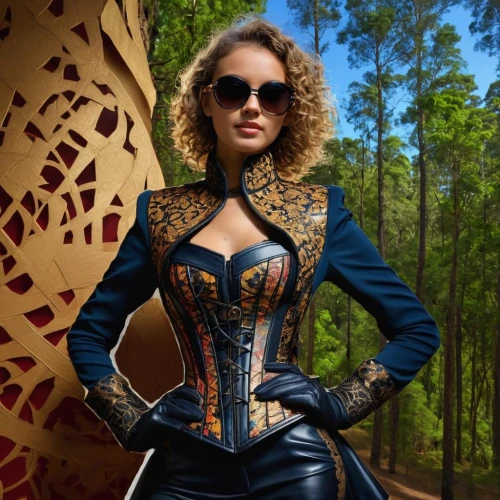 steampunk,katniss,jennifer lawrence - female,retro woman,femme fatale,fantasy woman,latex clothing,photo session in bodysuit,bodice,corset,female model,fashion vector,cardboard background,bodypaint,latex,fabulous,policewoman,catarina,digital compositing,piper,Female,Australians,Curly,Youth adult,M,Mini Skirt,Outdoor,Forest