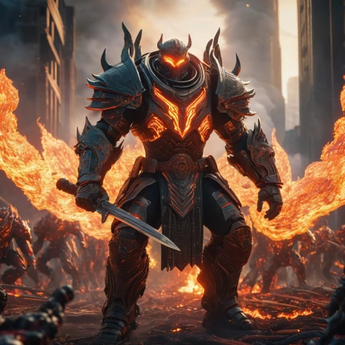 massively multiplayer online role-playing game,scorch,molten,warlord,firebrat,magma,fire background,burning earth,burning torch,hot metal,molten metal,fantasy warrior,firethorn,crucible,diablo,skordalia,torchlight,pillar of fire,fire master,alien warrior,Photography,General,Sci-Fi