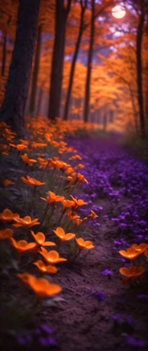 autumn forest,purple landscape,fairy forest,forest floor,forest of dreams,fairytale forest,enchanted forest,autumn background,deciduous forest,light of autumn,forest glade,fallen petals,purple pageantry winds,purpleabstract,beech forest,violet flowers,crocuses,fallen leaves,violet colour,saffron crocus