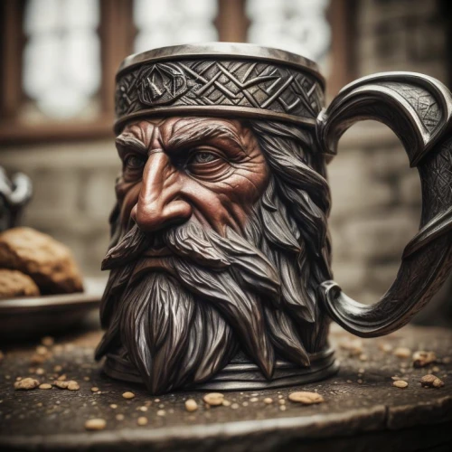 beer stein,coffee grinder,santa mug,flagon,tankard,mug,door knocker,beer mug,ivan-tea,scandia gnome,lawn ornament,coffee mug,jug,coffee pot,tea zen,incense burner,fragrance teapot,tinsmith,wood carving,dwarf cookin