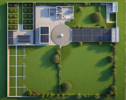 helipad,basketball court,solar cell base,soccer field,bird's-eye view,rescue helipad,aerial view umbrella,suburban,solar panel,hospital landing pad,aerial shot,tennis court,solar panels,cellular tower,from above,launch pad,mid century house,overhead shot,view from above,large home,Photography,General,Realistic