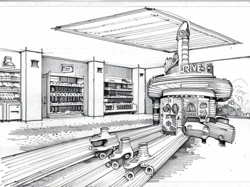 convenience store,gas-station,gas station,e-gas station,watercolor shops,electric gas station,grocer,bandsaws,soap shop,filling station,ovitt store,sheds,liquor store,kitchen shop,vending cart,subway station,sawmill,bus garage,cart with products,bond stores,Design Sketch,Design Sketch,Hand-drawn Line Art