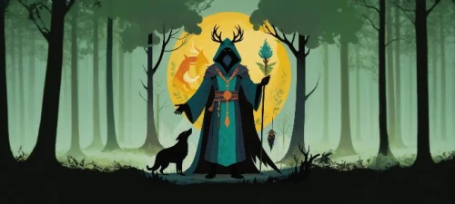 druid,shamanic,black shepherd,huntress,summoner,pagan,shamanism,priestess,defense,sorceress,druids,the wanderer,wild emperor,elven forest,druid grove,kitsune,the witch,doberman,game illustration,devil's walkingstick