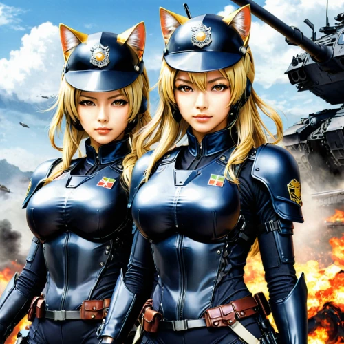 angels of the apocalypse,two cats,cat warrior,kittens,police uniforms,patrols,anime 3d,storm troops,harbin z-9,foxes,helicopters,felines,bad girls,fighters,wildcat,officers,cats,birds of prey,strong military,nyan,Illustration,Japanese style,Japanese Style 09