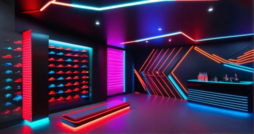 nightclub,cinema 4d,game room,3d background,neon cocktails,ufo interior,80's design,neon drinks,neon coffee,liquor bar,3d render,neon arrows,gymnastics room,music store,cosmetics counter,computer room,play escape game live and win,laser tag,sports wall,arcade game,Photography,General,Realistic