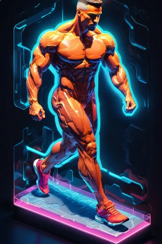 3d man,muscle man,electro,muscle icon,uv,neon body painting,3d figure,bodybuilder,steel man,minotaur,muscular,body-building,cyber glasses,body building,edge muscle,cyberpunk,voltage,cyber,bodybuilding,terminator,Unique,3D,Isometric