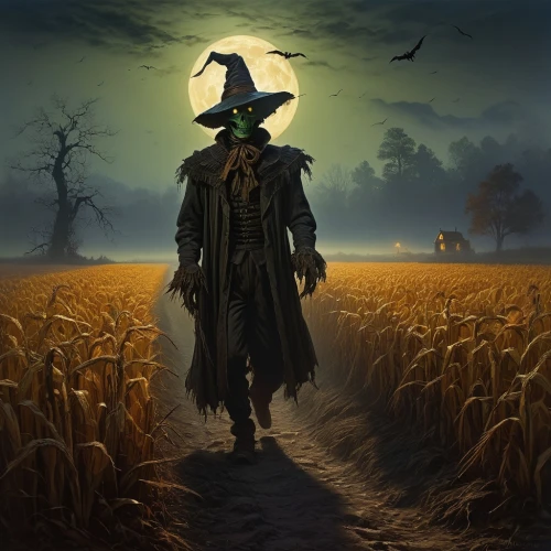 scarecrow,scarecrows,pilgrim,halloween background,witch's hat icon,wheat field,halloween poster,witch broom,scythe,fantasy picture,straw man,wheat fields,witch's hat,gamekeeper,halloween illustration,farmer,wheat crops,farmer in the woods,the wanderer,halloween witch,Art,Classical Oil Painting,Classical Oil Painting 42