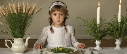 first communion,holy communion,girl with cereal bowl,novruz,iranian nowruz,nowruz,infant baptism,wheat grass,thyme,girl praying,pesach,girl in the kitchen,communion,wedding soup,tabbouleh,holy supper,eucharist,caterer,tableware,jesus child,Photography,Documentary Photography,Documentary Photography 13