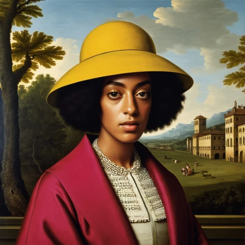 portrait of a girl,girl in a historic way,portrait of a woman,african american woman,girl wearing hat,afro-american,black women,the hat of the woman,girl with bread-and-butter,young lady,beautiful african american women,young woman,afroamerican,the mona lisa,grant wood,the hat-female,girl with cloth,woman with ice-cream,afro american girls,artist portrait,Art,Classical Oil Painting,Classical Oil Painting 25
