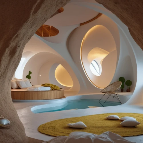 eco hotel,igloo,futuristic architecture,ufo interior,dunes house,dug-out pool,inflatable pool,aqua studio,underwater playground,cubic house,roof domes,ice hotel,floor fountain,floating island,futuristic landscape,interior design,luxury hotel,pool house,cave on the water,floating islands,Photography,General,Realistic