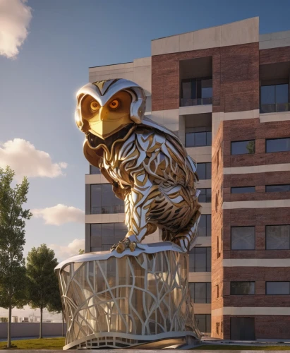 atlas squirrel,owl-real,skull statue,stadium falcon,allies sculpture,owls,steel sculpture,lawn ornament,public art,3d model,owl art,large owl,3d rendered,animal tower,3d render,3d rendering,skull sculpture,owl,eros statue,drexel,Photography,General,Realistic