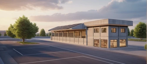 prefabricated buildings,firstfeld depot,school design,eco-construction,3d rendering,industrial building,aschaffenburger,bus garage,modern building,bus shelters,new building,cubic house,exzenterhaus,archidaily,solar cell base,frame house,office building,folding roof,crown render,timber house,Photography,General,Realistic