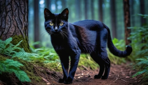 canis panther,black cat,forest animal,feral cat,wild cat,black shepherd,feral,felidae,panther,yellow eyes,hollyleaf cherry,jiji the cat,breed cat,cat european,animal feline,halloween black cat,oriental shorthair,forest animals,domestic cat,woodland animals,Photography,General,Realistic