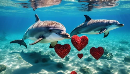 dolphins in water,oceanic dolphins,bottlenose dolphins,dolphin background,common dolphins,two dolphins,dolphins,watery heart,dolphin swimming,pacific bleeding heart,common bottlenose dolphin,spinner dolphin,dolphin fish,bottlenose dolphin,dolphinarium,loveourplanet,nature love,underwater background,underwater world,colorful heart,Photography,General,Realistic