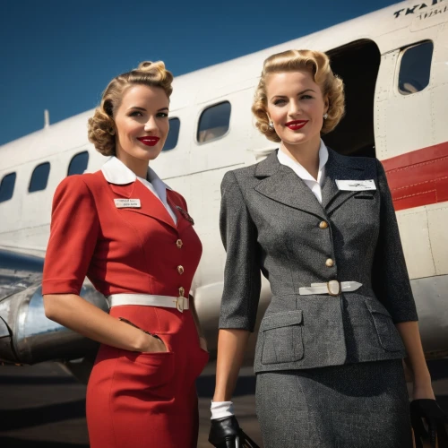 stewardess,flight attendant,lockheed model 10 electra,douglas dc-6,retro women,douglas dc-4,douglas dc-3,retro pin up girls,vintage 1950s,1940 women,50's style,qantas,vintage fashion,boeing 307 stratoliner,douglas dc-7,vintage women,passengers,50s,vintage man and woman,pin up girls,Photography,General,Fantasy