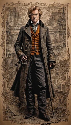 frock coat,game illustration,robert harbeck,newt,cordwainer,gunfighter,tyrion lannister,tower flintlock,james sowerby,thomas heather wick,gunsmith,thomas jefferson,cravat,clockmaker,thames trader,nicholas boots,a carpenter,rob roy,french digital background,flintlock pistol,Photography,General,Fantasy